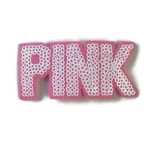 Pink Text Sequins Patch